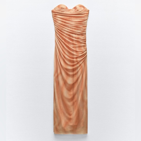Zara Strapless Printed Tulle Dress - Picture 4 of 8